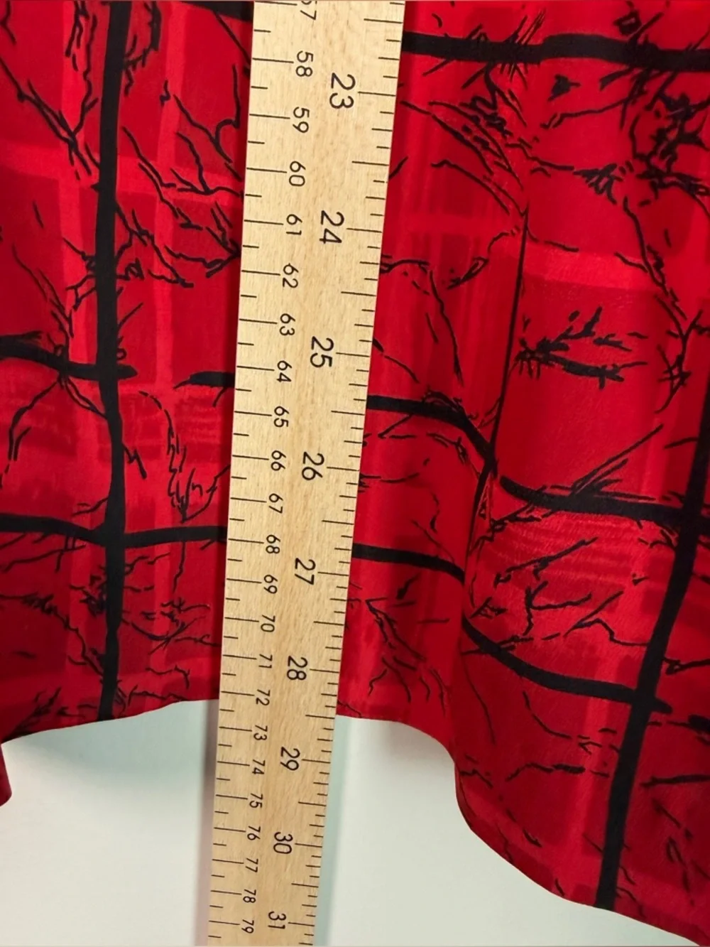 Sophisticates by Jonathan Martin Vintage 100% Silk Pleated Skirt 14 Red Black - Picture 8 of 8